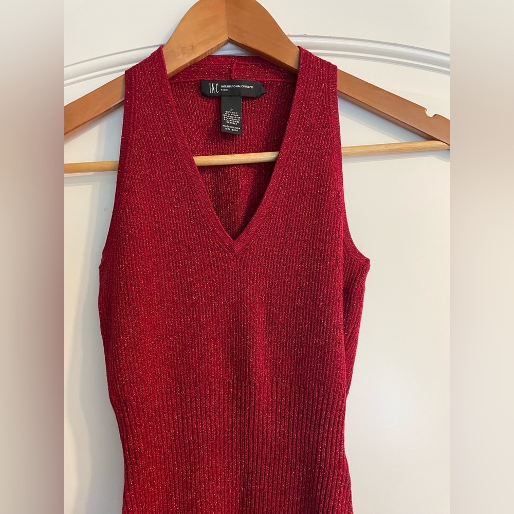 I.N.C. Metallic Ribbed Cardigan - Red - Picture 5 of 6
